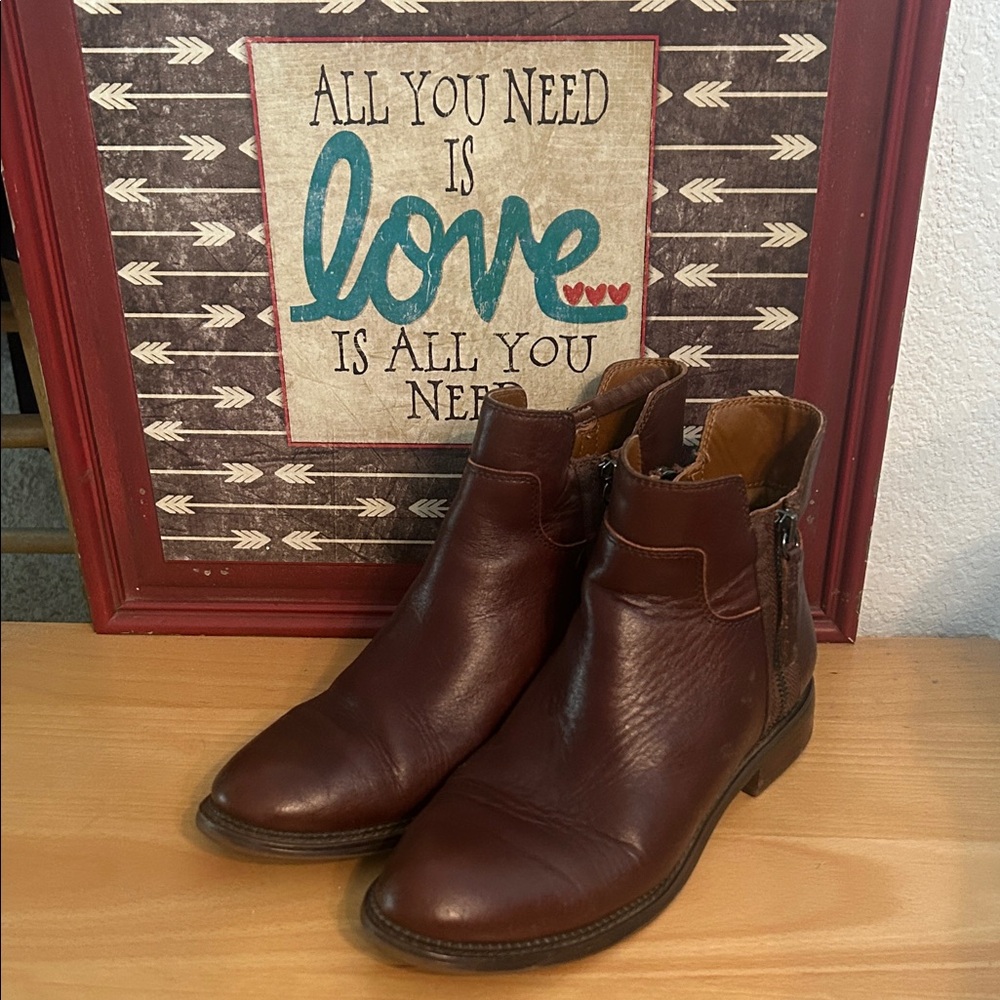 FRANCO SARTO🤎Rich Brown LEATHER Ankle Booties Size 8🍁